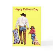 Father's Day Cowboy and Son (Blank) Card