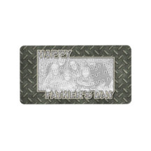 Fathers Day Cut Out ADD YOUR PHOTO Metal Grid Custom Address Label