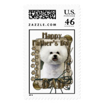 Fathers Day DAD - Stone Paws - Bichon Frise Postage Stamp