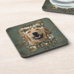 Fathers Day DAD Stone Paws Golden Retriever Mickey Beverage Coaster