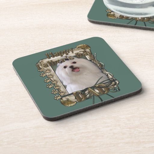 Fathers Day DAD - Stone Paws - Maltese Drink Coaster