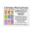 Father's Day Martini Recipe Card Postcard by TheMartiniDiva