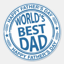 Father's day rubber stamp effect round sticker