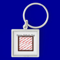 Father's Day Square Brown Photo Frame keychains
