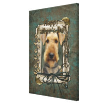 Fathers Day - Stone Paws - Airedale Stretched Canvas Prints