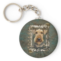 Fathers Day - Stone Paws - Airedale Keychain