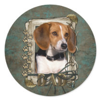 Fathers Day - Stone Paws - Beagle Round Stickers