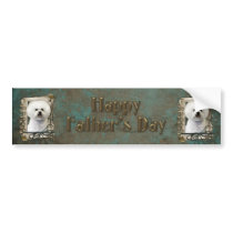 Fathers Day - Stone Paws - Bichon Frise Bumper Sticker