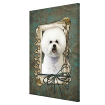 Fathers Day - Stone Paws - Bichon Frise Canvas Print