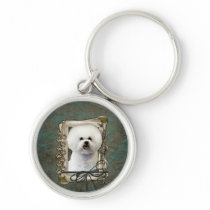 Fathers Day - Stone Paws - Bichon Frise Key Chain