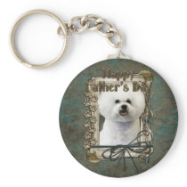 Fathers Day - Stone Paws - Bichon Frise Key Chain