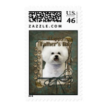 Fathers Day - Stone Paws - Bichon Frise Postage Stamp