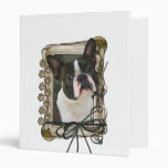 Fathers Day - Stone Paws - Boston Terrier 3 Ring Binders