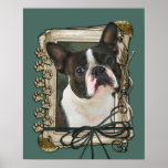 Fathers Day - Stone Paws - Boston Terrier Print