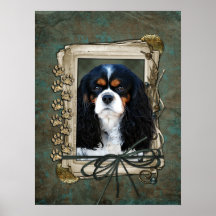 Fathers Day - Stone Paws - Cavalier - Tri Color Poster