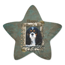 Fathers Day - Stone Paws - Cavalier - Tri-Color Star Sticker