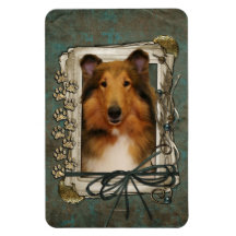 Fathers Day - Stone Paws - Collie - Natalie Rectangular Magnet