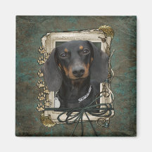 Fathers Day - Stone Paws - Dachshund - Winston Refrigerator Magnets