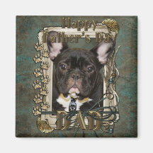 Fathers Day - Stone Paws - French Bulldog - Teal Refrigerator Magnet