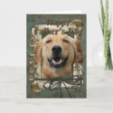 Fathers Day - Stone Paws - Golden Retriever Greeting Card