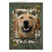 Fathers Day - Stone Paws - Golden Retriever Greeting Card