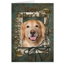 Fathers Day - Stone Paws Golden Retriever - Corona Greeting Cards