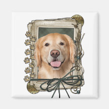 Fathers Day - Stone Paws Golden Retriever Corona Fridge Magnet