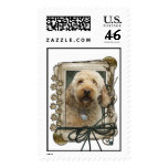 Fathers Day - Stone Paws - GoldenDoodle Postage Stamps