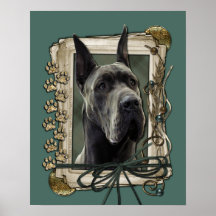 Fathers Day - Stone Paws - Great Dane - Grey Poster