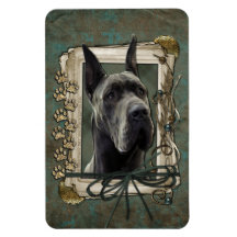 Fathers Day - Stone Paws - Great Dane - Grey Rectangular Magnets