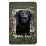 Fathers Day - Stone Paws - Labrador - Black Rectangular Magnet
