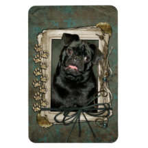 Fathers Day - Stone Paws - Pug - Ruffy Rectangular Magnets