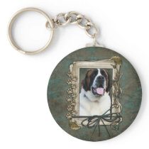 Fathers Day - Stone Paws - St Bernard - Mae Key Chain