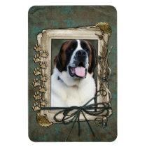 Fathers Day - Stone Paws - St Bernard - Mae Rectangular Magnet
