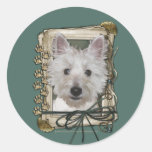 Fathers Day - Stone Paws - West Highland Terrier Round Sticker