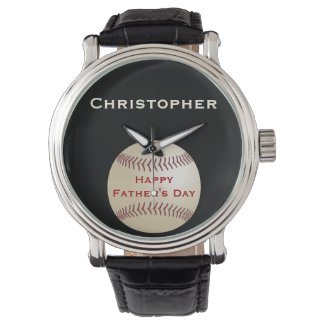 Father's Day Wrist Watch, Personalized, Baseball