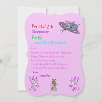 Faun and Unicorn Sleepover or Other party invite