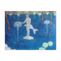 Faun in a Fountain Forest Postcard