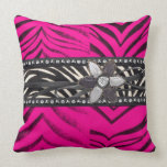 faux Black & Hot Pink Animal print mojo Pillow
