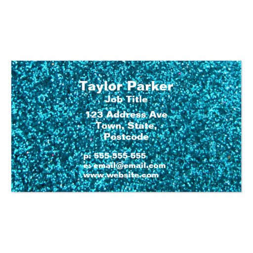 Faux Blue Glitter Business Card Templates (front side)