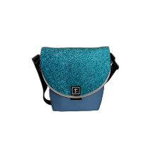 Faux Blue Glitter Courier Bag