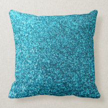 Faux Blue Glitter Pillow