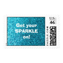 Faux Blue Glitter Postage