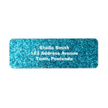 Faux Blue Glitter Return Address Label