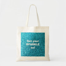 Faux Blue Glitter Tote Bag
