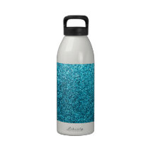 Faux Blue Glitter Water Bottle