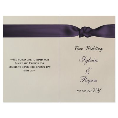 FAUX bow amethyst purple wedding programs Flyers