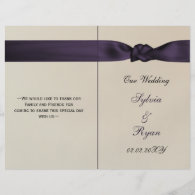 FAUX bow amethyst purple wedding programs Flyers