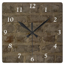 Faux Brick Wall Square Clock