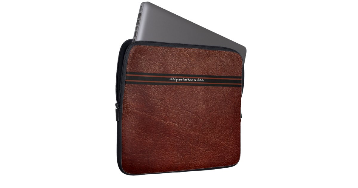 Faux Brown Leather Sleeve Customize Laptop Computer Sleeve Zazzle